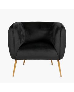 Lucca Black Velvet Chair with Gold Legs