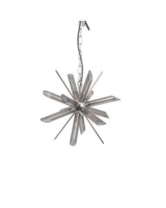 Estella Smoke Glass and Silver Metal Starburst Pendant