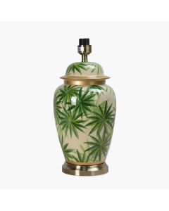 Curacao Palm Leaf Design Ceramic Urn Table Lamp