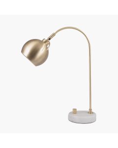 Felicianiï¾ Brushed Brass Metal and White Marble Task Lamp