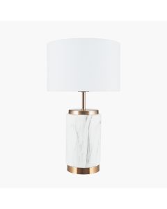 Carrara Marble Effect and Brass Ceramic Table Lamp