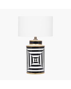 Optic Black and White Optic Stripe Ceramic Table Lamp