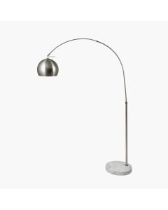 Felicianiï¾ Brushed Silver Metal and White Marble Floor Lamp