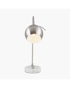 Felicianiï¾ Brushed Silver Metal and White Marble Task Lamp