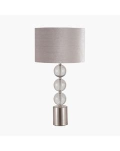 Harris Tall Brushed Silver and Clear Glass Table Lamp