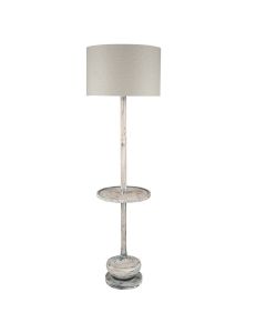 Vintage Grey Wood Floor Lamp with Table