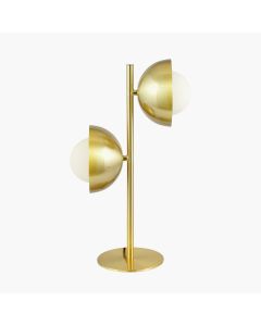 Estelle Brushed Brass Metal and White Orb Dome Table Lamp