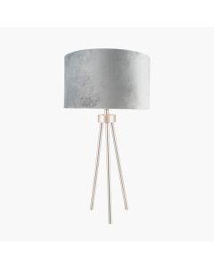 Houston Brushed Silver Metal Tripod Table Lamp