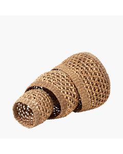 Woven Natural Seagrass and Water Hyacinth Set of 3 Round Baskets