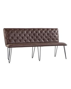 Essentials Studded back bench 180cm with hairpin legs in Brown