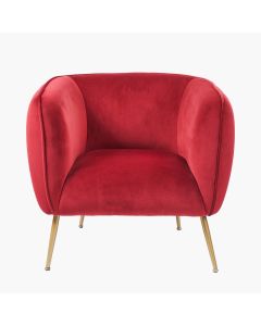 Lucca Red Velvet Chair with Gold Legs