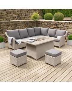 Antigua Corner Fire Pit Lounge Set with Polywood Top 