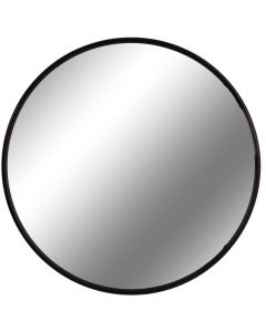 Black Large Circular Metal Wall Mirror