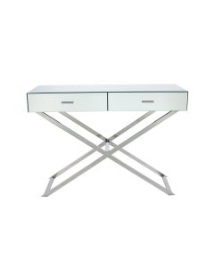 Silver Mirrored Glass & Metal Console Table