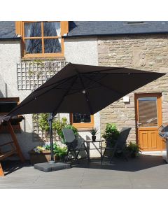 Barbados Cantilever Parasol - 300x300cm Square Anthracite with LEDs