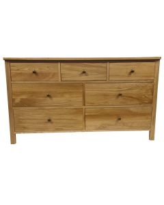 Grange 7 Drawer Solid Natural Oak Chest of Drawers 135x40x76cm