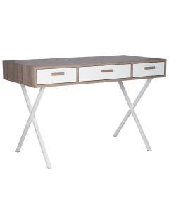Natural & White Wood Veneer 3 Drawer Desk K/D