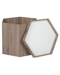 Natural & White Wood Hexagonal Storage Box Small