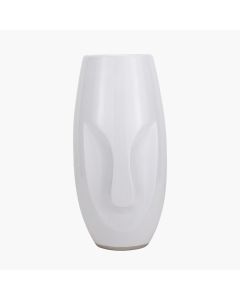 Visage White Face Design Stoneware Table Vase