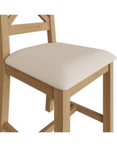 Essentials Cross Back Chair Fabric in Medium Oak finish