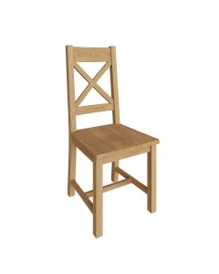 Essentials Cross Back Chair Wooden Seat in Medium Oak finish