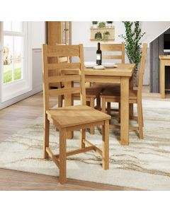 Essentials Ladder Back Chair Wooden Seat in Medium Oak finish