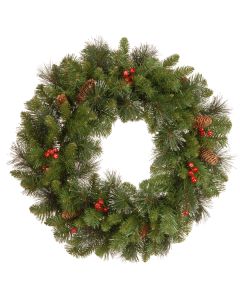 Crestwood Spruce 24" Artificial Wreath with Cones,Berries,Glitter