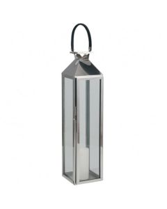 Shiny Nickel Stainless Steel &Glass Medium Lantern