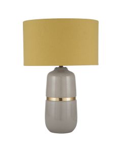 Grey Glaze Ceramic with Gold Metal Band Table Lamp