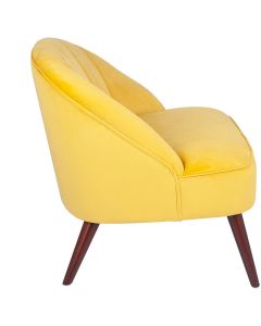 Ochre Velvet Cocktail Chair with Walnut Effect Legs