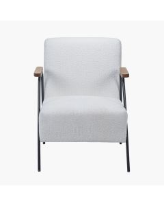 Matera Boucle Chair With Black Legs and Wooden Arms K/D
