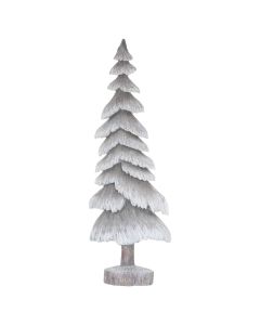 Carved Wood Effect Grey Tall Snowy Tree