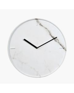 White Marble Veneer Round Wall Clock
