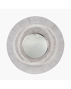 Silver Metal Wire Round Wall Mirror