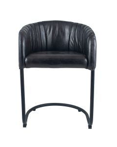 Steel Grey Leather & Iron Curved Back Chair