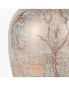 Deer Medium Glass Table Lamp Base with Henry 35cm White Handloom Cylinder Lampshade