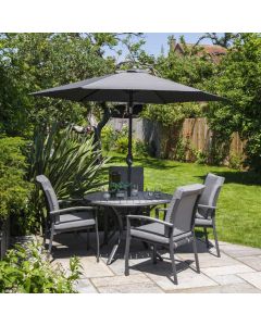 Turin 4 Seat Dining Set with 2.5m Parasol