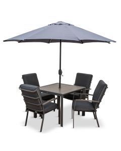 Milano 4 Seat Set with Highback Armchairs and 2.5m Parasol