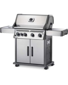 Napoleon Rogue XT 4 Burner BBQ 19.6Kw with IR Sizzle Zone Side Burner. Stainless Steel Doors and High Lid