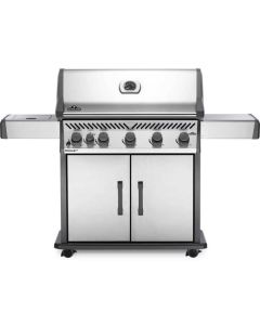 Napoleon Rogue XT 5 Burner BBQ 23.75Kw with Large Sizzle Zone IR Side Burner and Rear Rotisserie Burner .  Stainless Steel Doors and Hood. Illuminated Controls