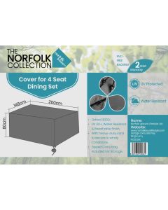 4 Seat Dining Set Weather Cover - L200cm x W148cm x H80cm