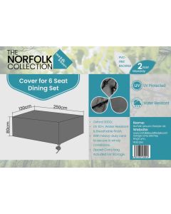6 Seat Dining Set Weather Cover - L210cm x W130cm x H80cm