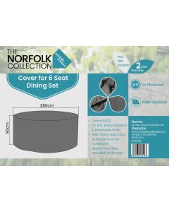 6 Seat Dining Set Weather Cover - D260cm x H90cm