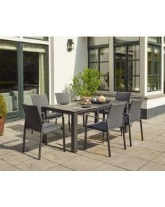 Concept 210 Dining Set  (6 SEAT). Lava Frame, Carbon Cushions