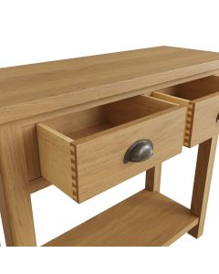 Essentials Console Table in Rustic Oak