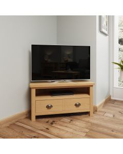 Essentials Corner TV Unit in Rustic Oak
