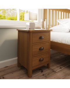 Essentials 3 Drawer Bedside  in Rustic Oak