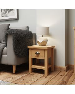 Essentials 1 Drawer Lamp Table in Rustic Oak