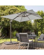 Royce Junior 250x250cm Cantilever Parasol. Soft Grey Canopy. Night Cover Included.